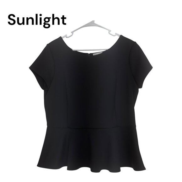 Bisou Bisou Michele Bohbot Black Peplum Top XL Pulllover - Picture 1 of 10